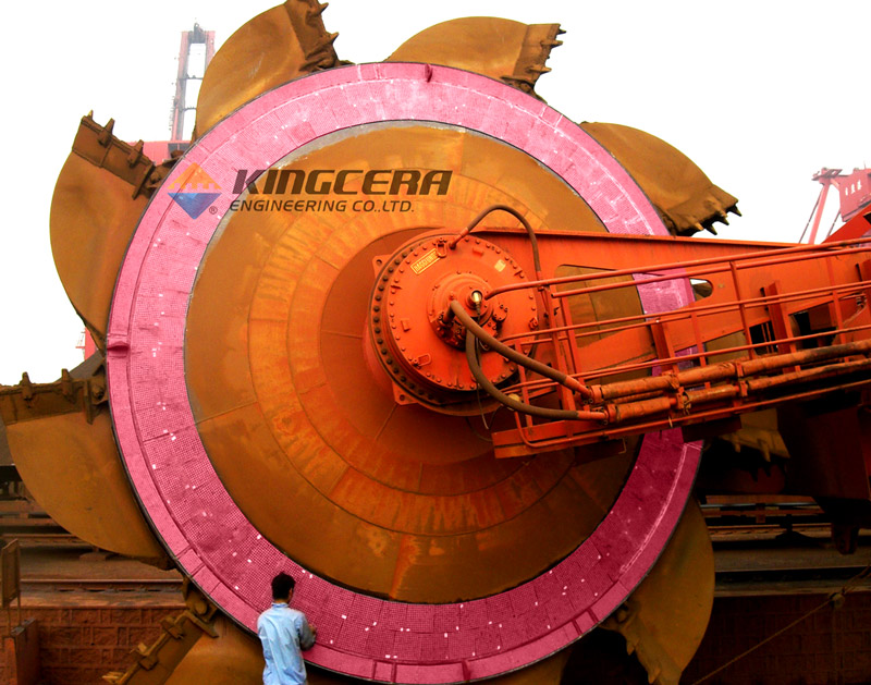 PA视讯耐磨陶瓷应用于斗轮机圆盘